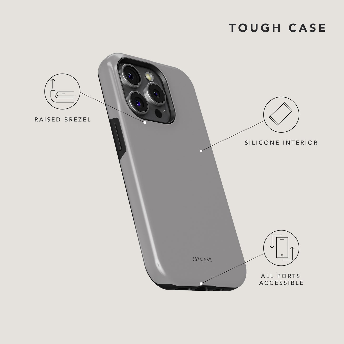 Silver Mist Tough Phone Case - Handyhülle - Raised Brezel, Silicone Interior, All Ports Accessible