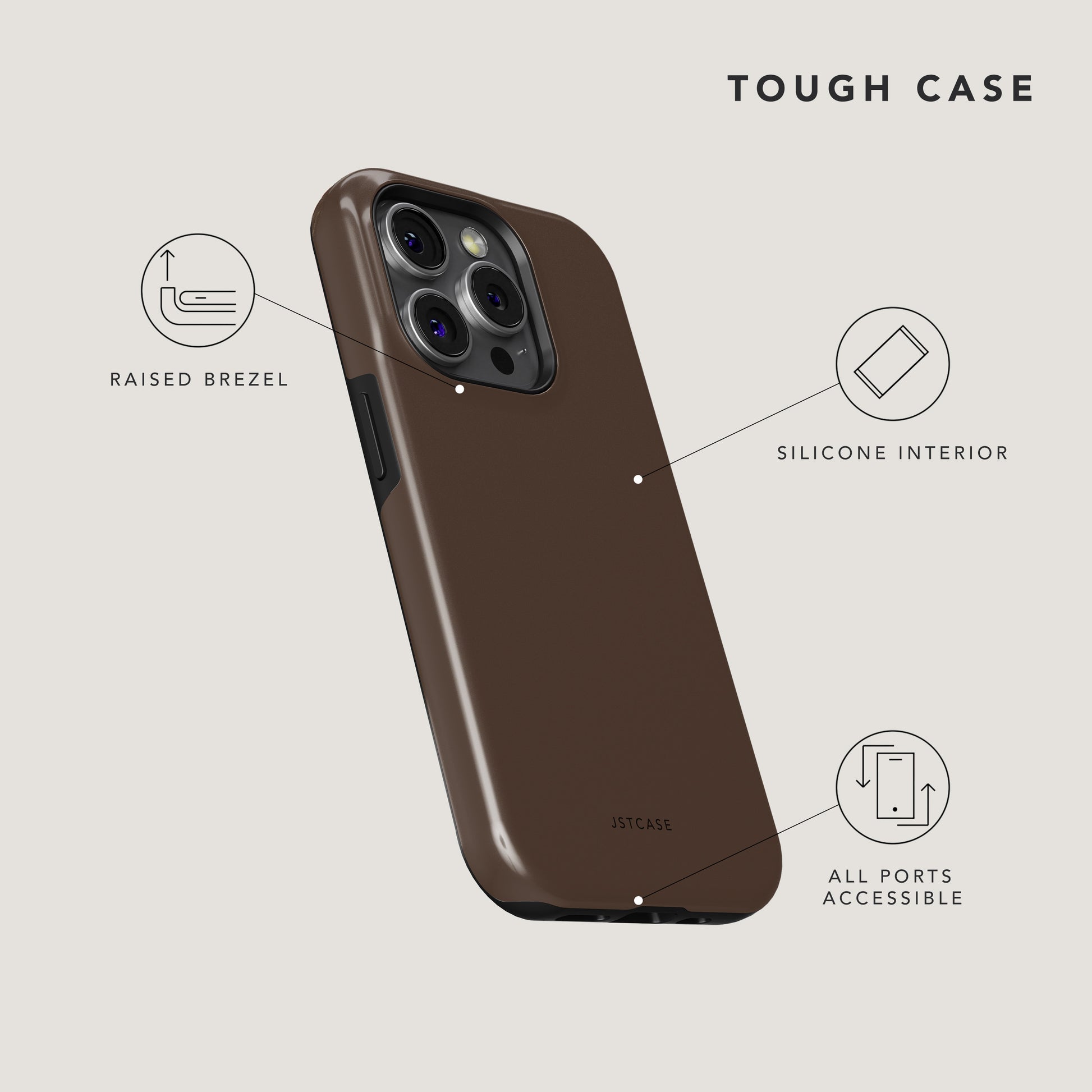 Mocha Magic Tough Phone Case - Handyhülle - Raised Brezel, Silicone Interior, All Ports Accessible